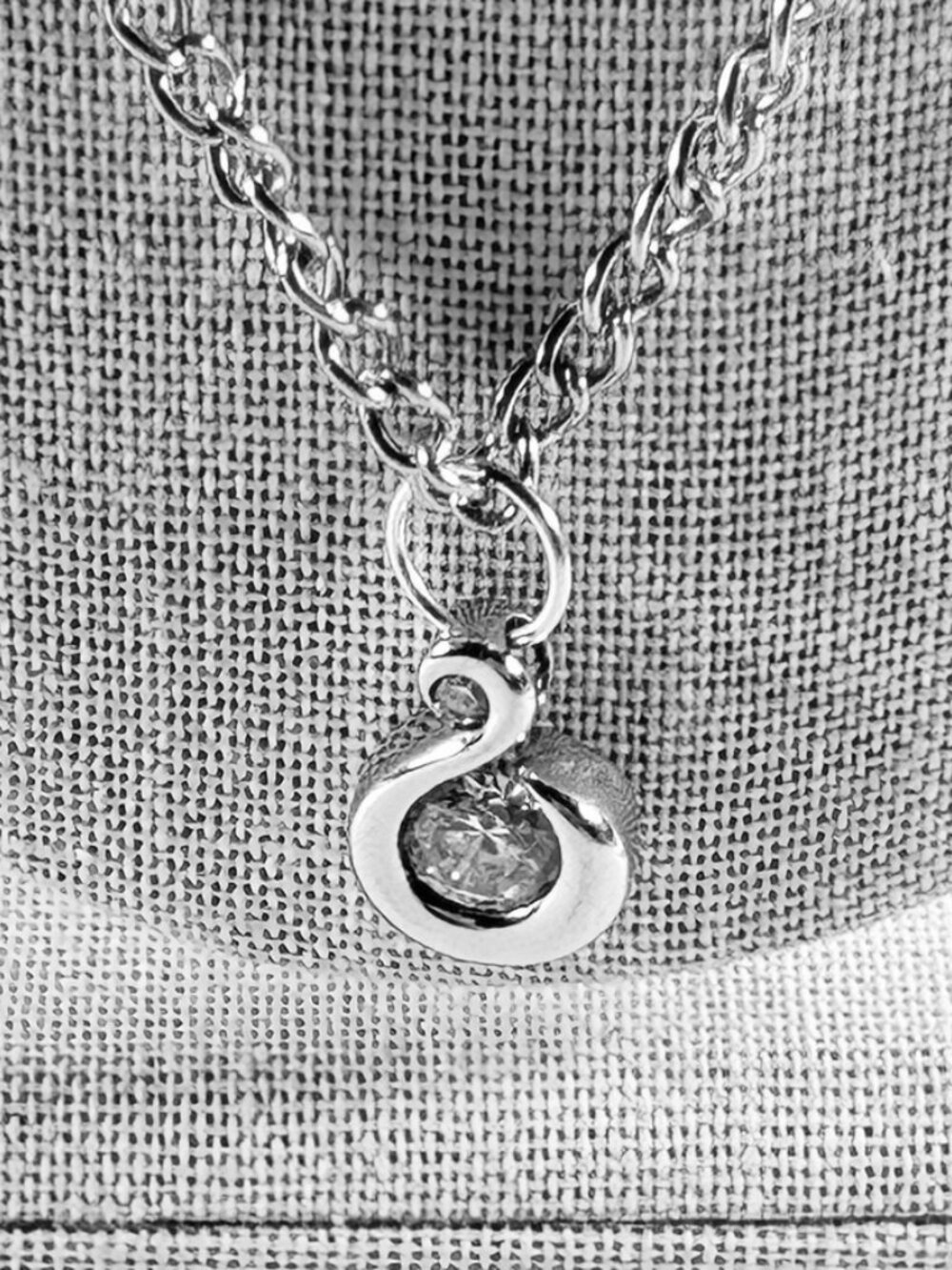 Pendant Single Rhinestone Pendant In Sterling Silver Setting - Picture 2 of 9